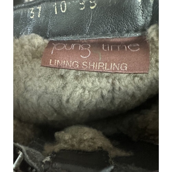 Women’s Black Suede Leather Zip Side Boots Low Platform EU37 Fits US 6 Shearling - Picture 4 of 4